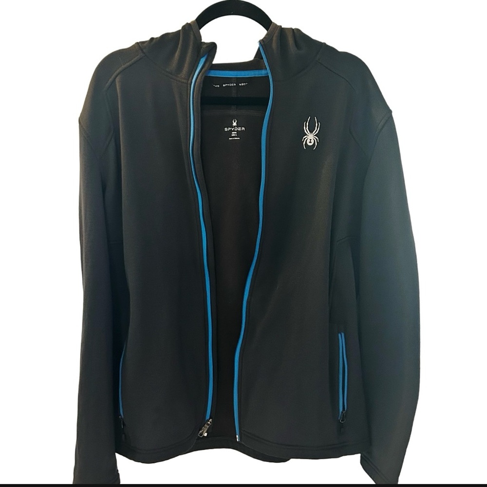 Spyder Hoodie Fleece Jacket Men's Gray Large Full Zip Long Sleeve Pockets